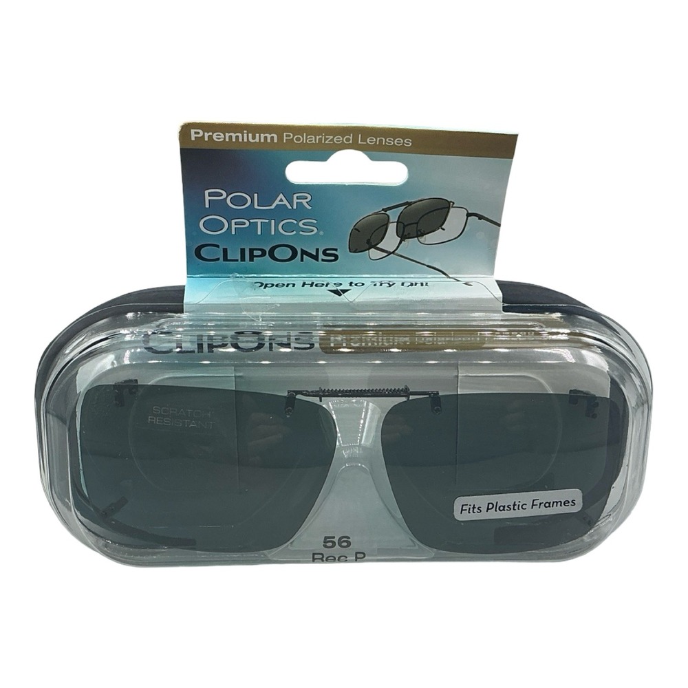 Polar Optics ClipOns Premium Polarized Sunglasses 56 Rec P Gray Lenses New